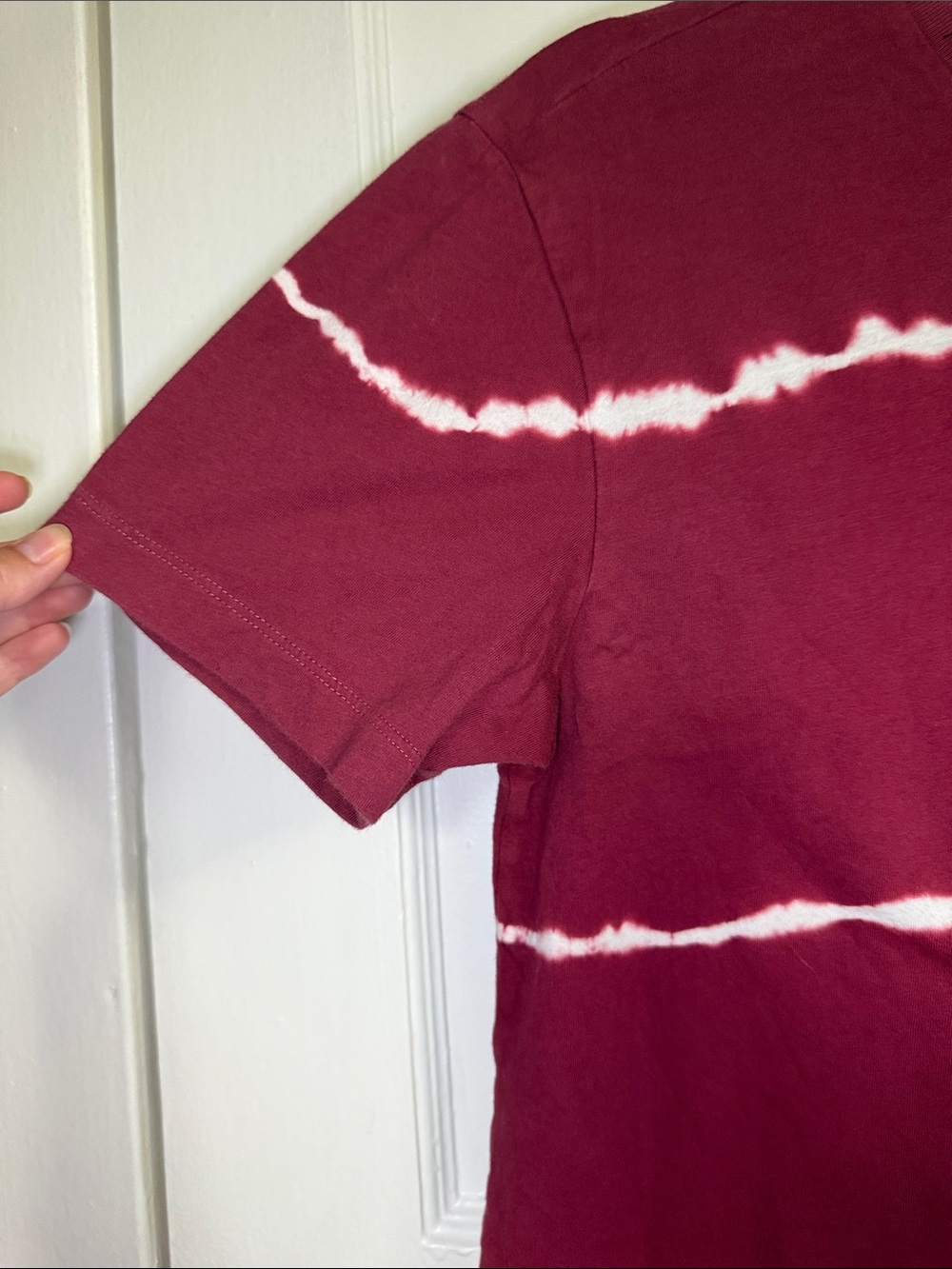 Aeropostale Women's Maroon Tie-Dye Stripe Short Sleeve Cotton Tee Size X Small - Picture 5 of 6